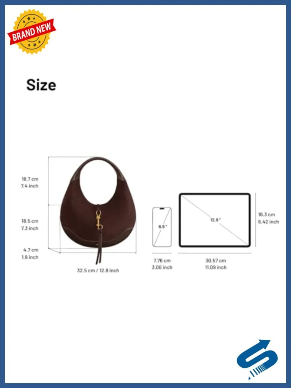 Faux Suede Crescent Hobo Bag with Gold Hardware